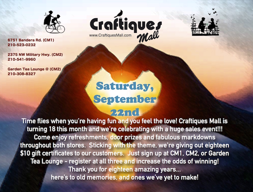 Event Anniversary Sale Craftiques Mall San Antonio Vintage 